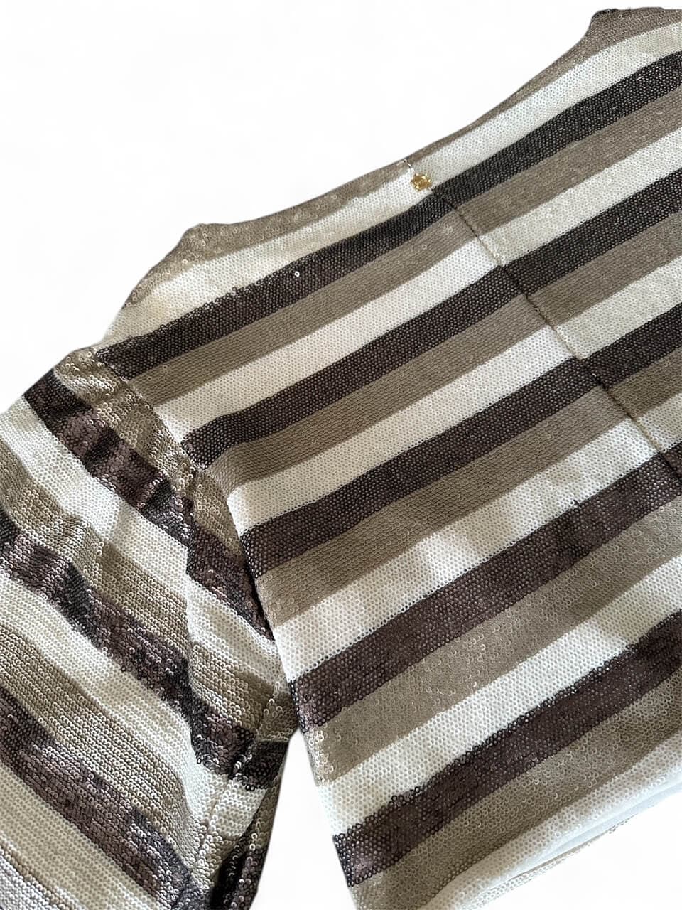 MundoE&amp;E Brown And Beige Stripes Baby Sequin Blouse Top thumbnail 4