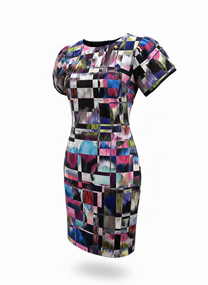 MundoE&amp;E Geometric Print Reversible Cocktail Dress thumbnail 4