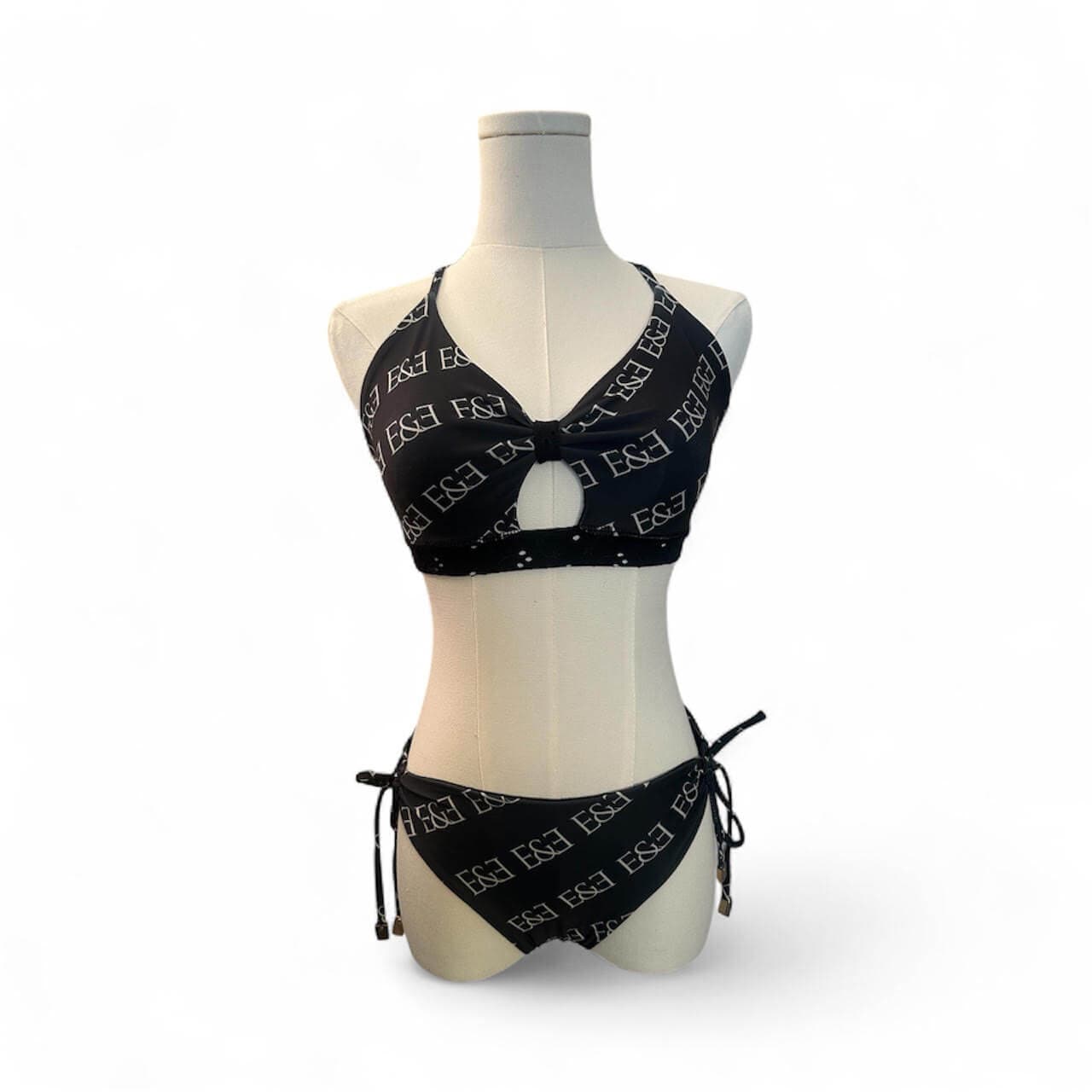 MundoE&amp;E Black Solid And Signature E&amp;E Reversible Bikini Swimwear thumbnail 4