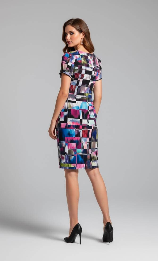 MundoE&amp;E Geometric Print Reversible Cocktail Dress thumbnail 3