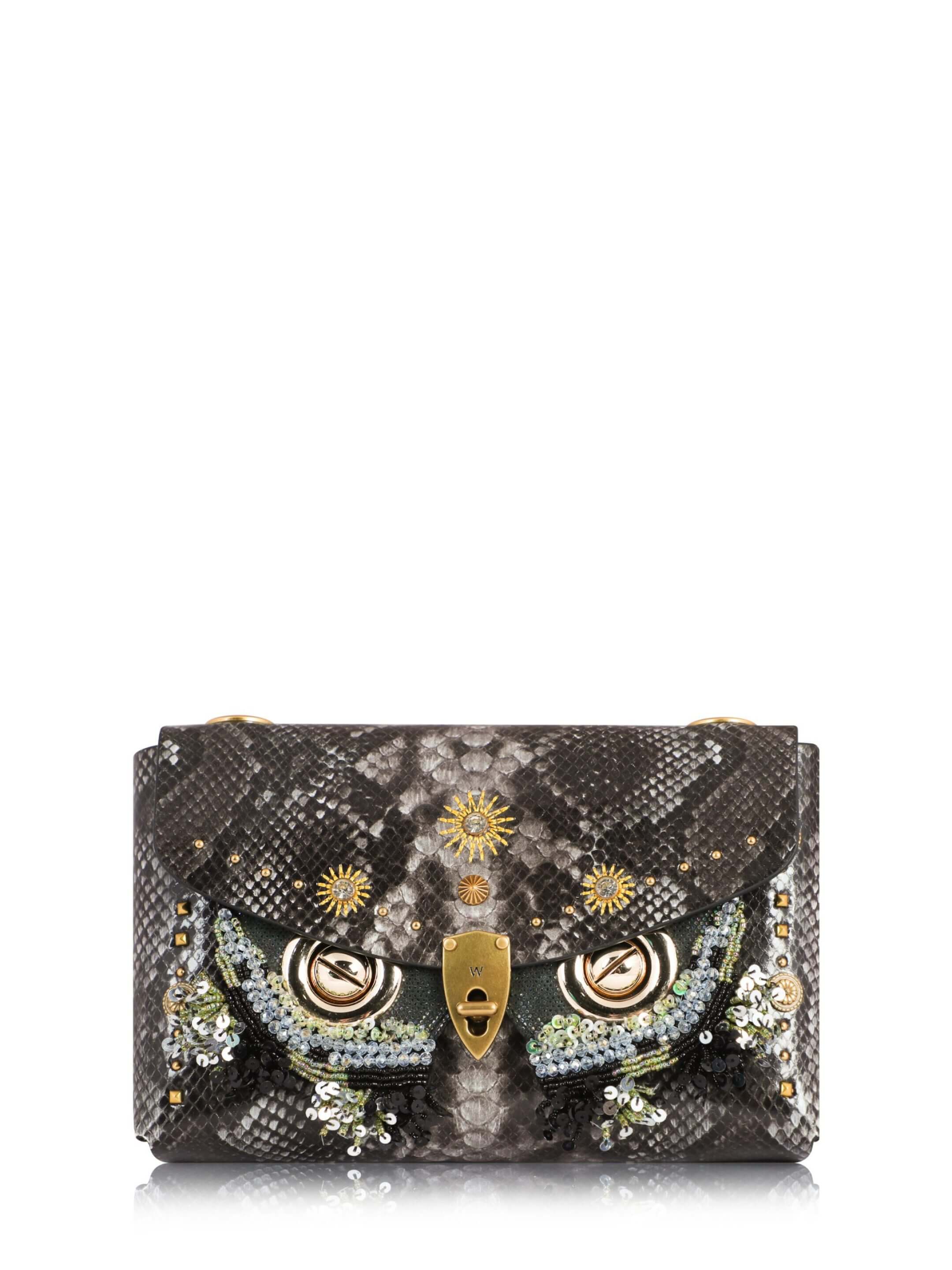WANACCESSORY Animal Print Brass Calf Leather Small Crossbody