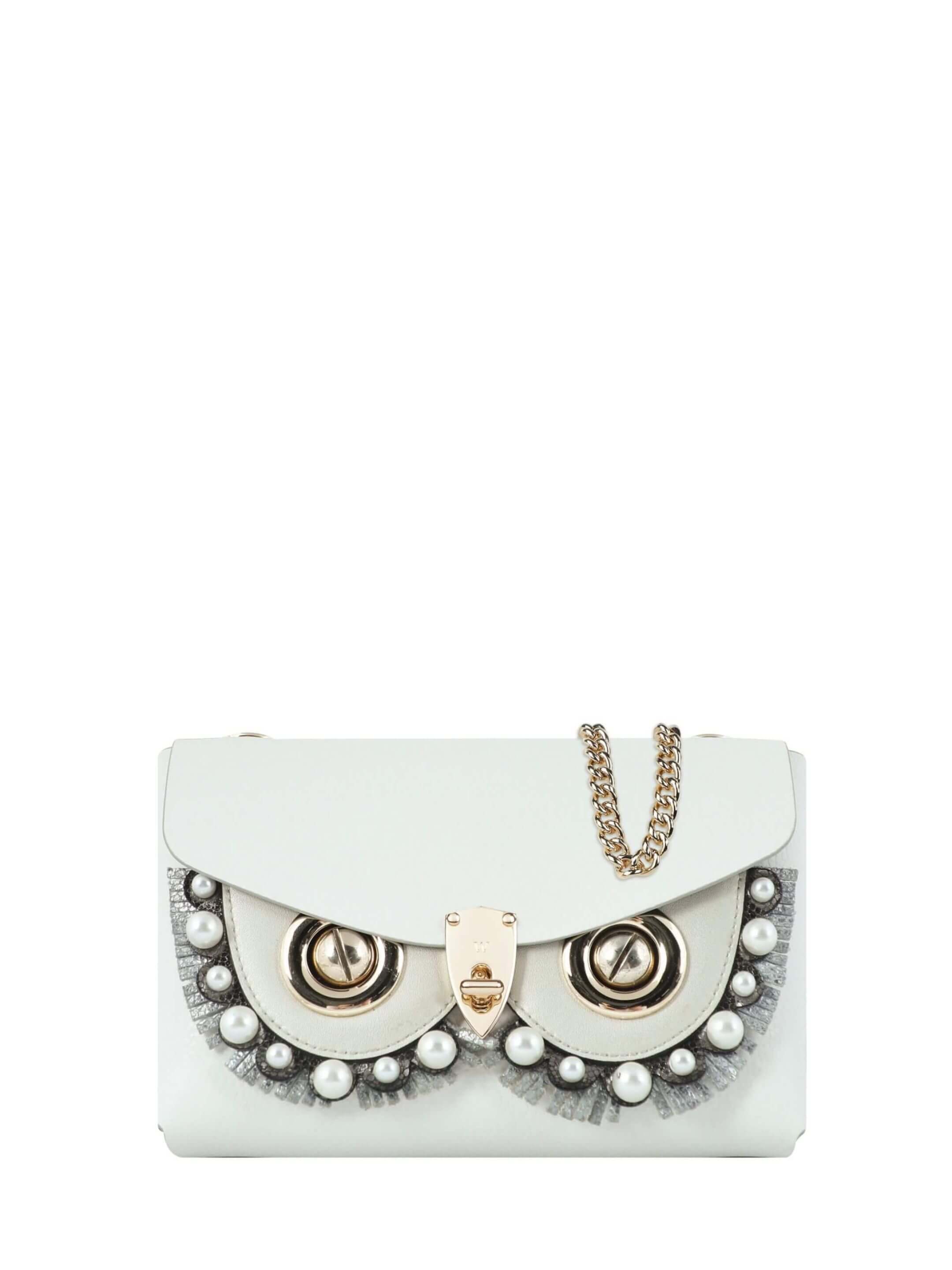 WANACCESSORY White Black Calf Leather Small Crossbody