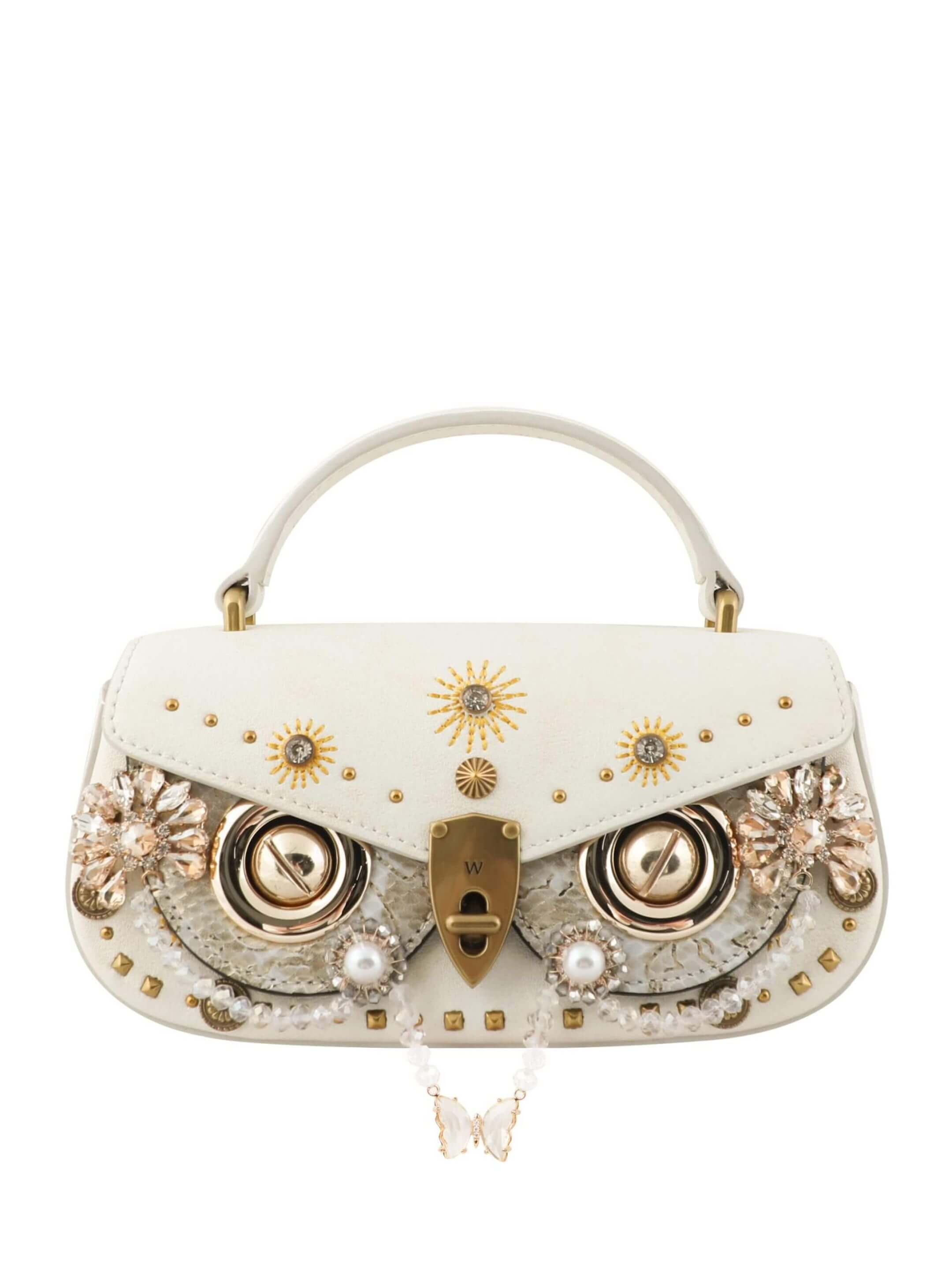 WANACCESSORY Ivory/Cream Gold Calf Leather Mini Evening