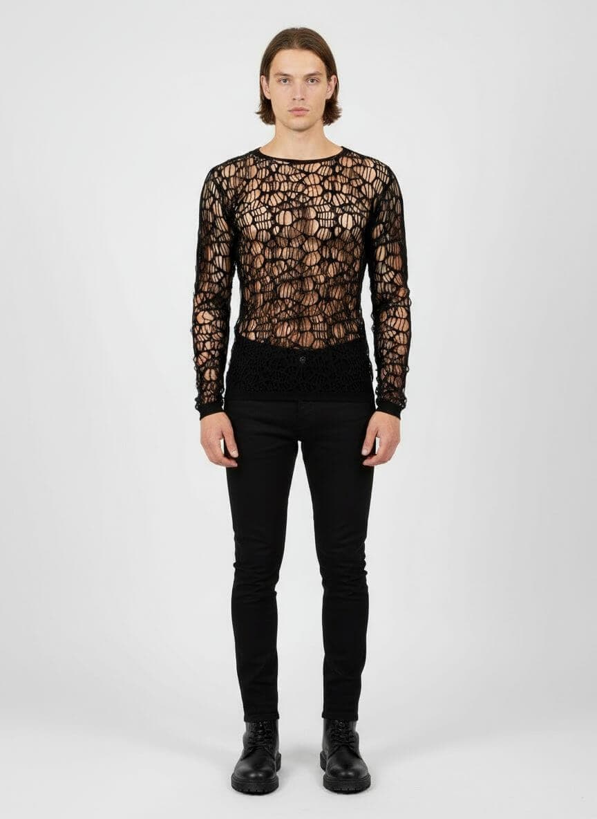 MONZLAPUR Licorice Mesh Top Unisex thumbnail 2