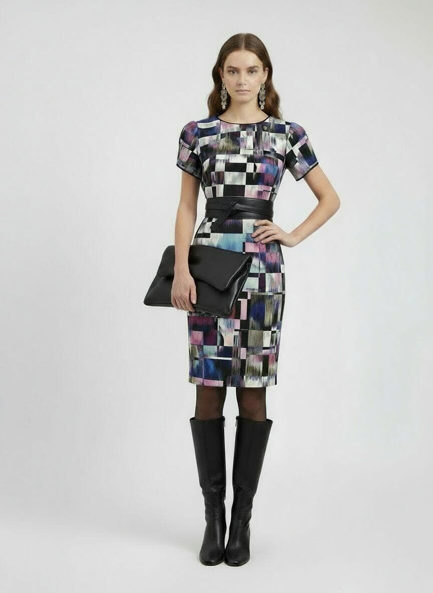 MundoE&amp;E Geometric Print Reversible Cocktail Dress thumbnail 2