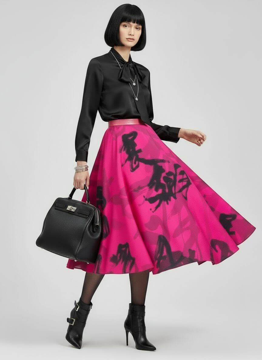 Sparkle Collection Pink Knee Length Skirt thumbnail 2