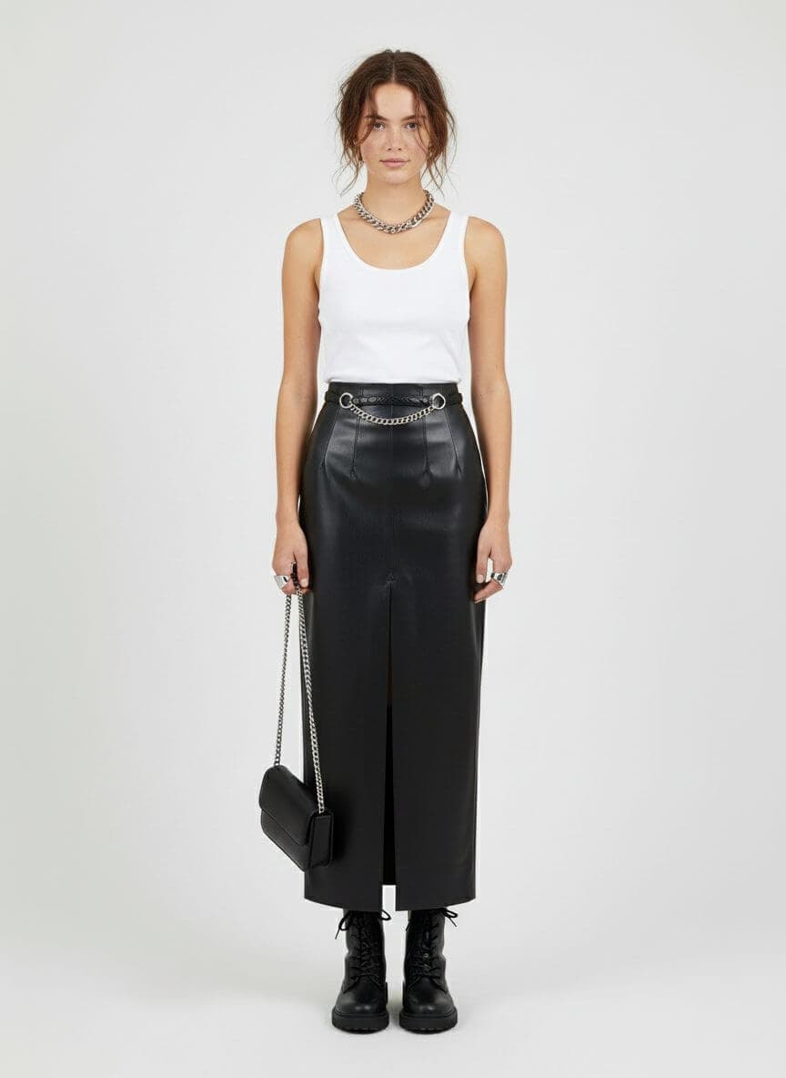 Ailiere Black Leather Skirt thumbnail 2