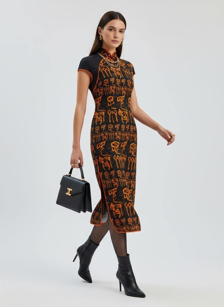 Sparkle Collection Orange Midi Dress thumbnail 2