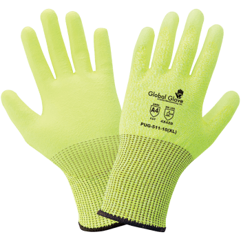 GGS PUG-511 – Polyurethane Coated High Visibility Cut Resistant Gloves – Cut Level A4