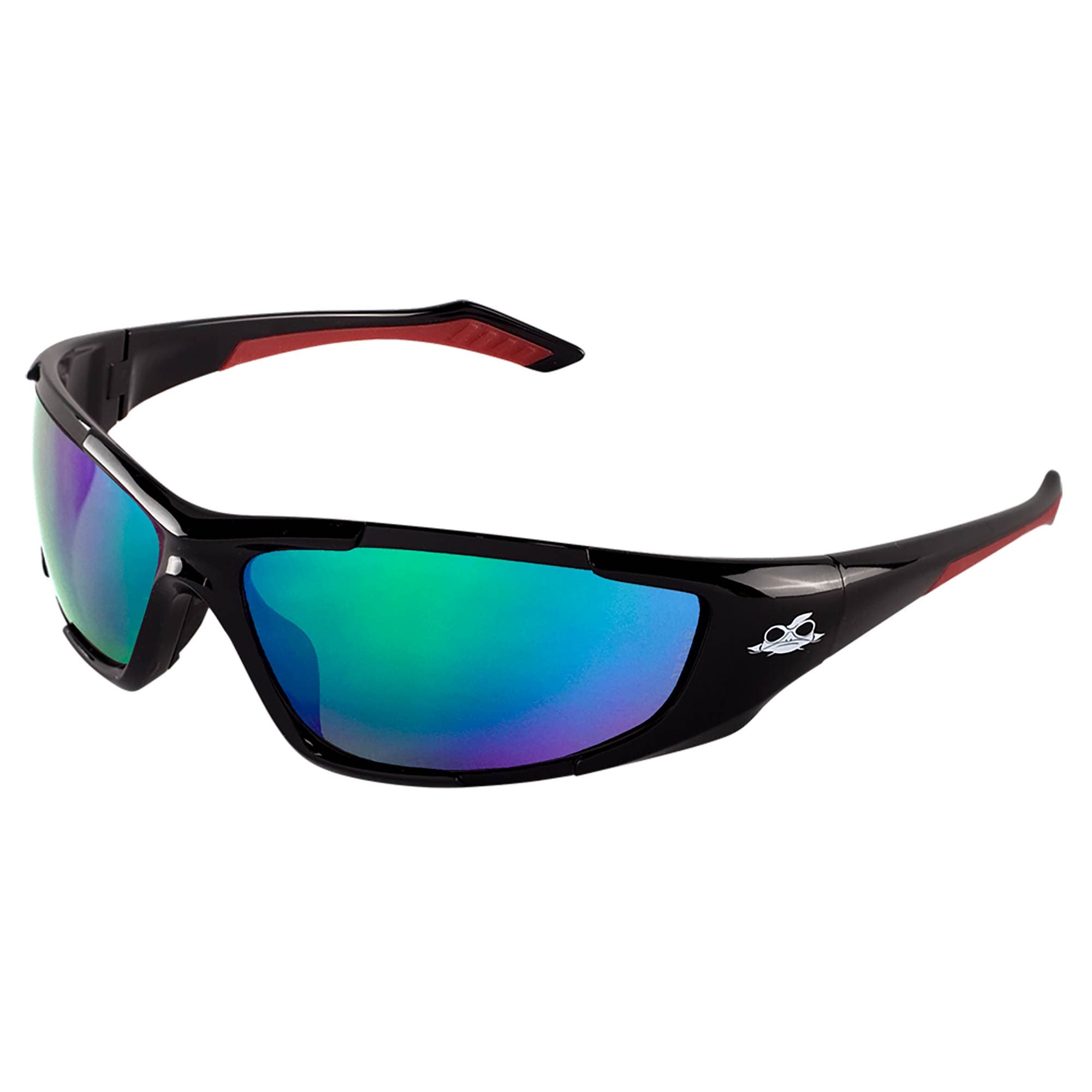 Bullhead Polarized Javelin Safety Glasses – Shiny Black Frame, Green Gradient Mirror Polarized Lens