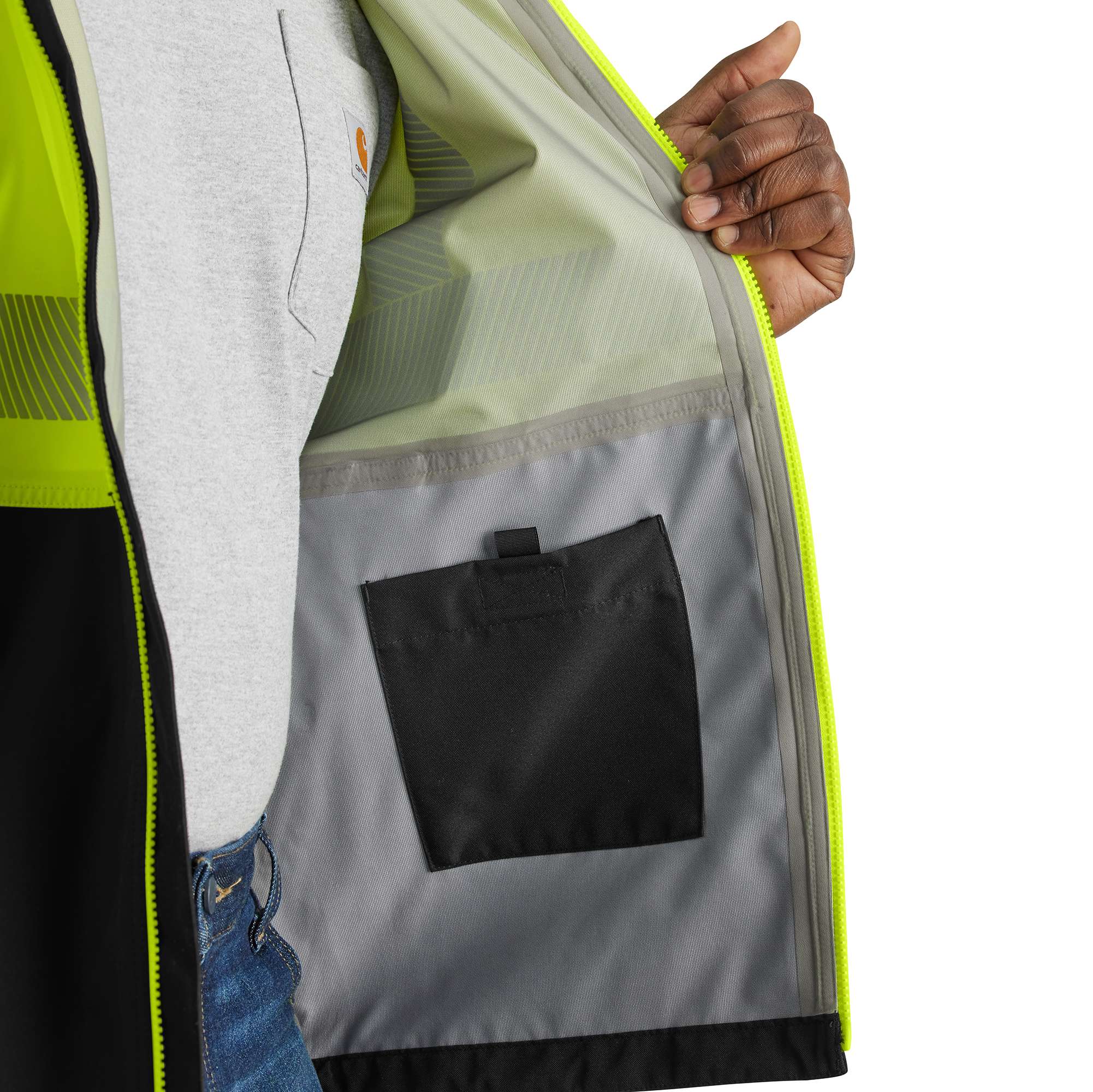 Carhartt High Visibility Storm Defender Loose Fit Midweight Class 3 Rain Jacket thumbnail 2