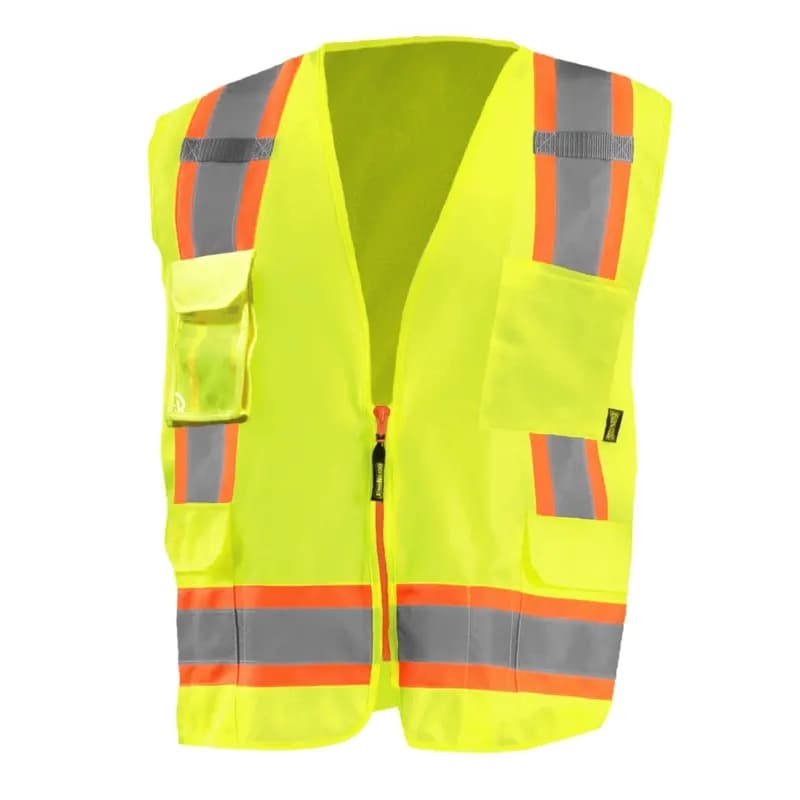 OccuNomix – Class 2 – Recycled Polyester Vest w/ 9 Pockets – Safety Green – LUX-RYSM2T