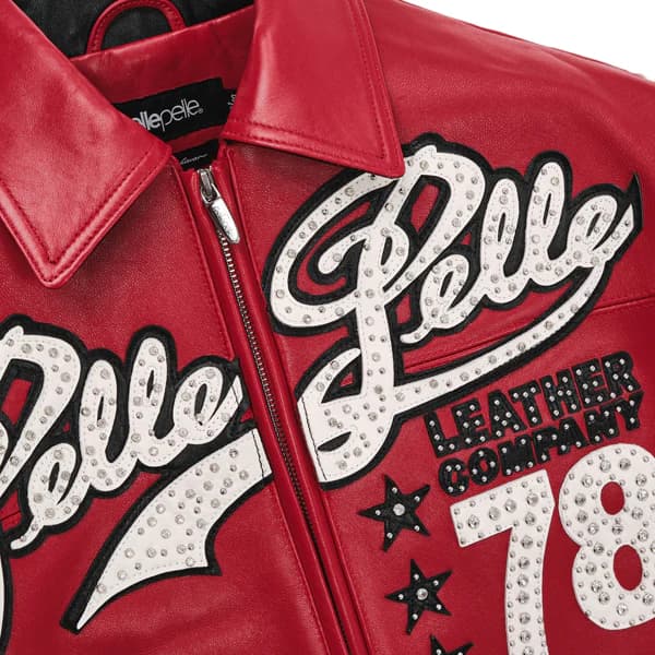 Pelle Pelle Encrusted Varsity Red Jacket | Plush Jacket thumbnail 3