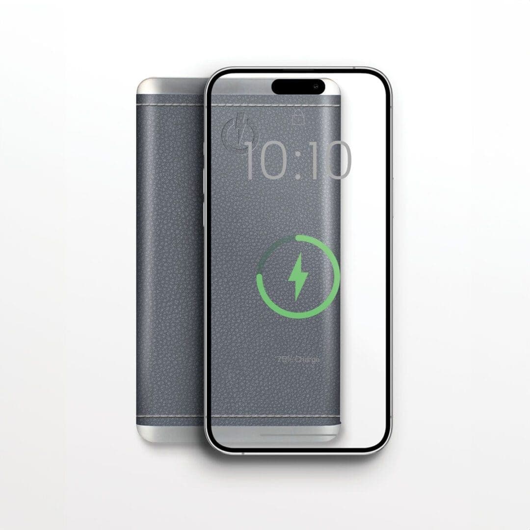 Grey – Leather 5K Wireless Charging Power Bank thumbnail 3