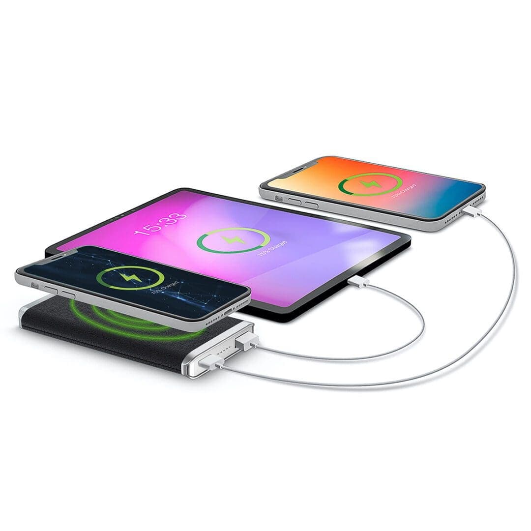 Black – Leather 5K Wireless Charging Power Bank thumbnail 2