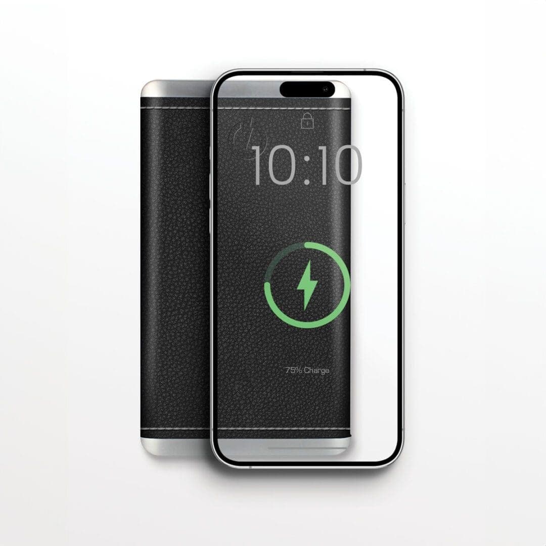 Black – Leather 5K Wireless Charging Power Bank thumbnail 3