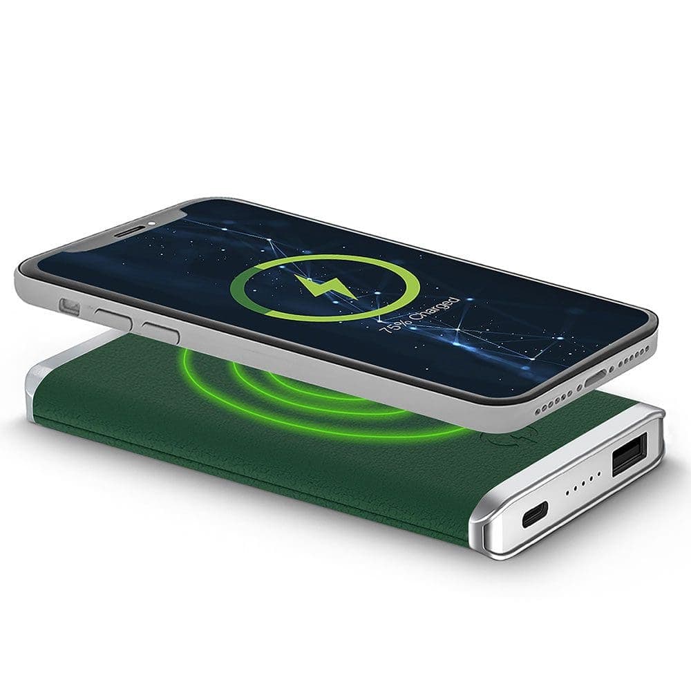 Forest Green – LeatherWire less Charging Power Bank