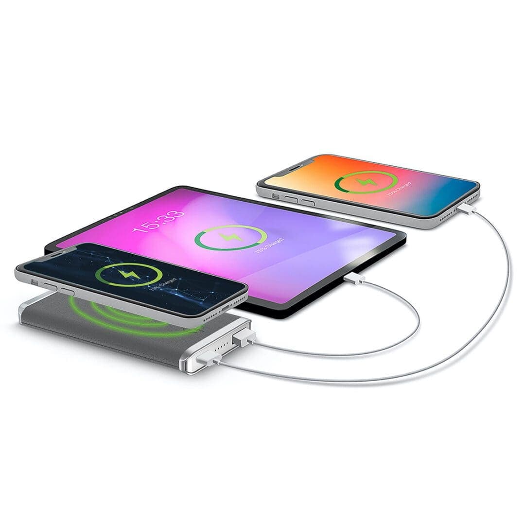 Grey – Leather 5K Wireless Charging Power Bank thumbnail 2