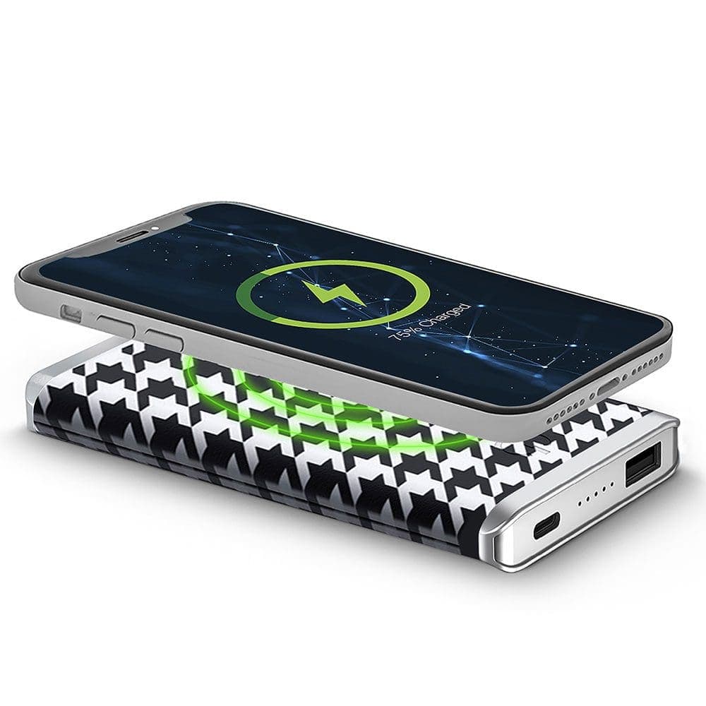 Houndsooth – Leather 5K Wireless Charging Power Bank