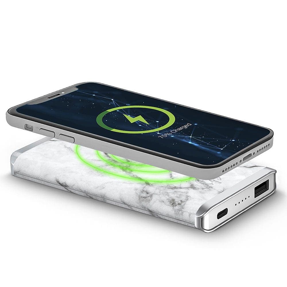 Marble – Leather 5K Wireless Charging Power Bank