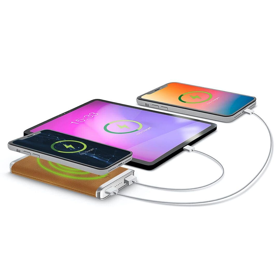 Tan – Leather 5K Wireless Charging Power Bank thumbnail 2