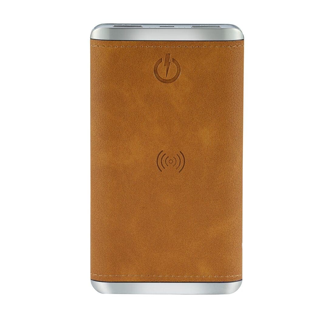 Tan – Leather 5K Wireless Charging Power Bank thumbnail 3