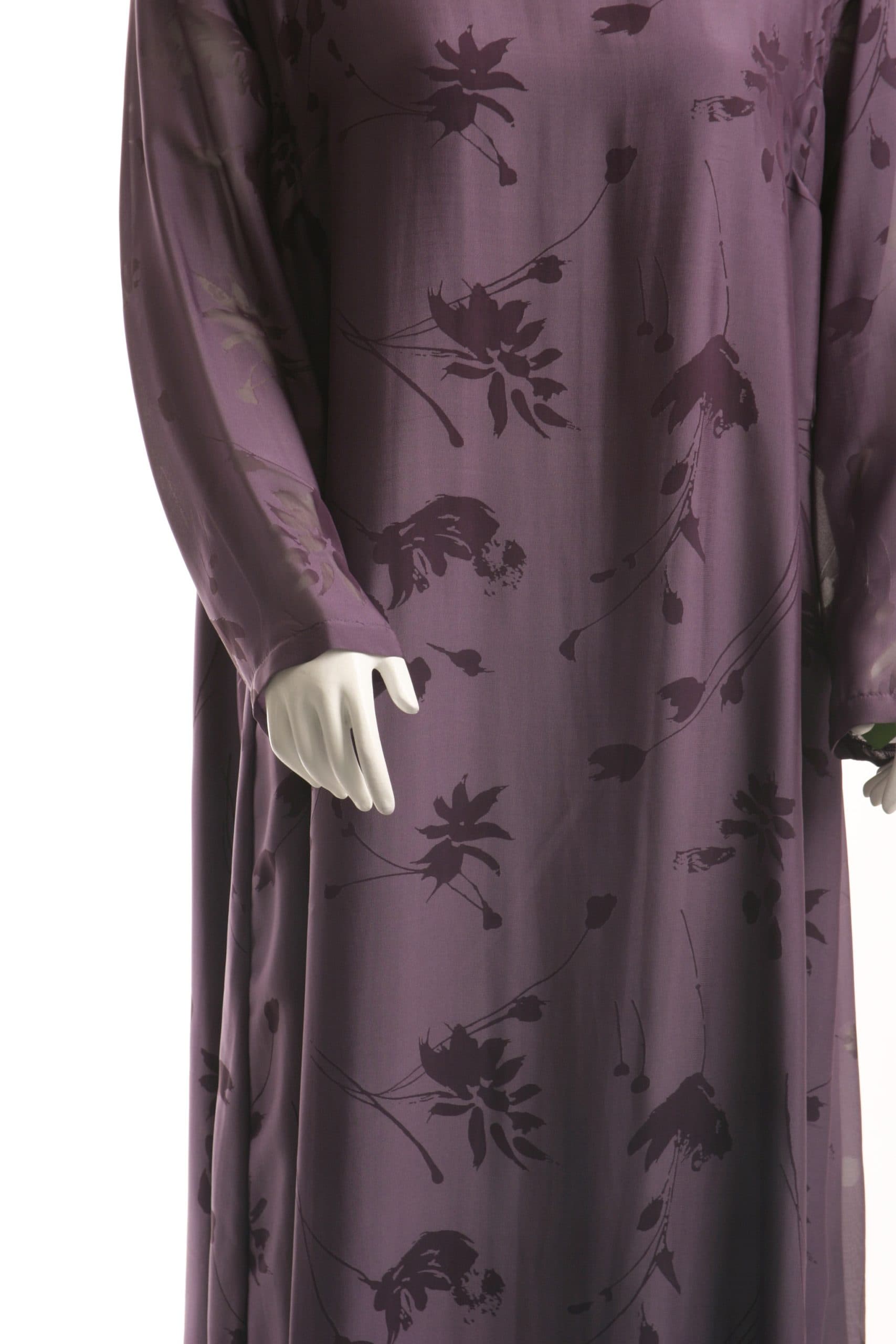 Plus Size Mother of Bride Tee Dress Wine Silk Georgette Floral 22/24 thumbnail 3
