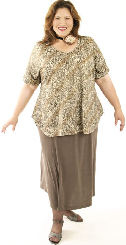 Plus Size Shell Top Cheetah Sparkle Slinky Gold Champagne Black 22/24, 26/28, 30/32