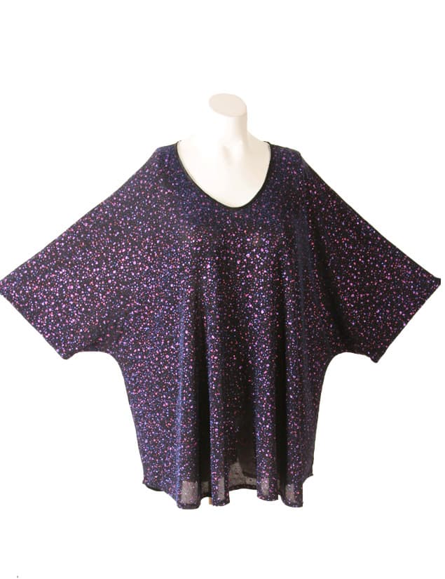 Shell Top Cerise Sparkle on Navy Slinky Sizes 30/32, 34/36