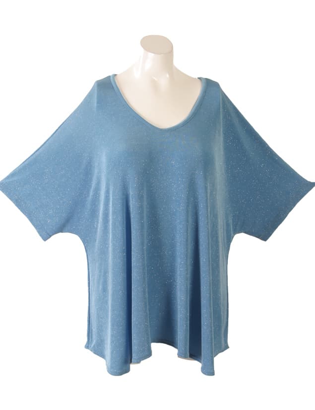 Plus Size Shell Top Aqua Sparkle Slinky 26/28, 30/32