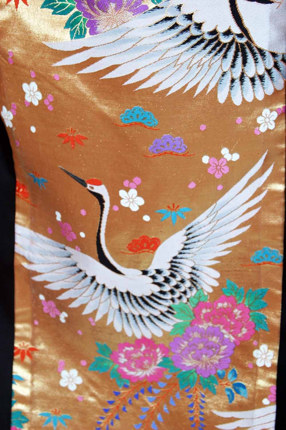 Plus Size Jacket Japan Silk Embroidery Cranes Gold Purple Orange 30/32 thumbnail 4