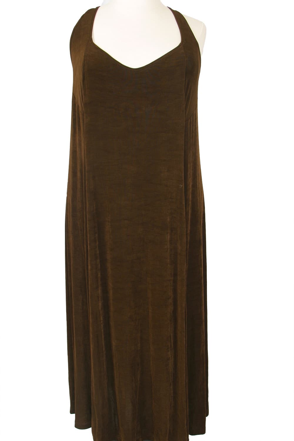 Plus Size Slip Dress Evening Gown Chocolate Brown Slinky 30/32