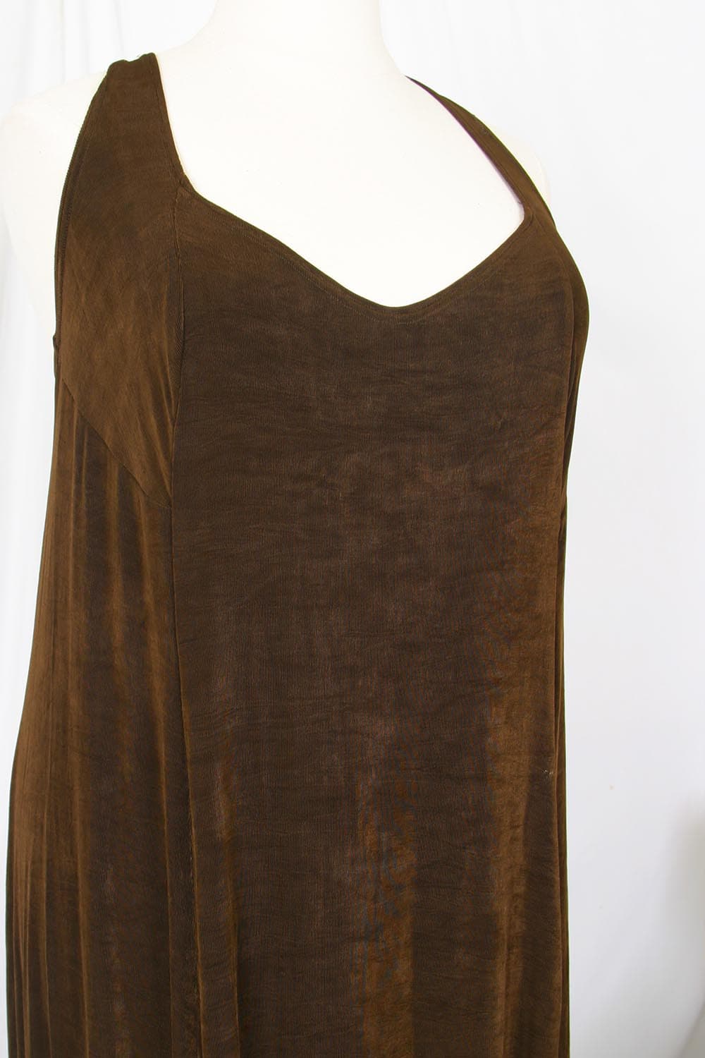 Plus Size Slip Dress Evening Gown Chocolate Brown Slinky 30/32 thumbnail 3