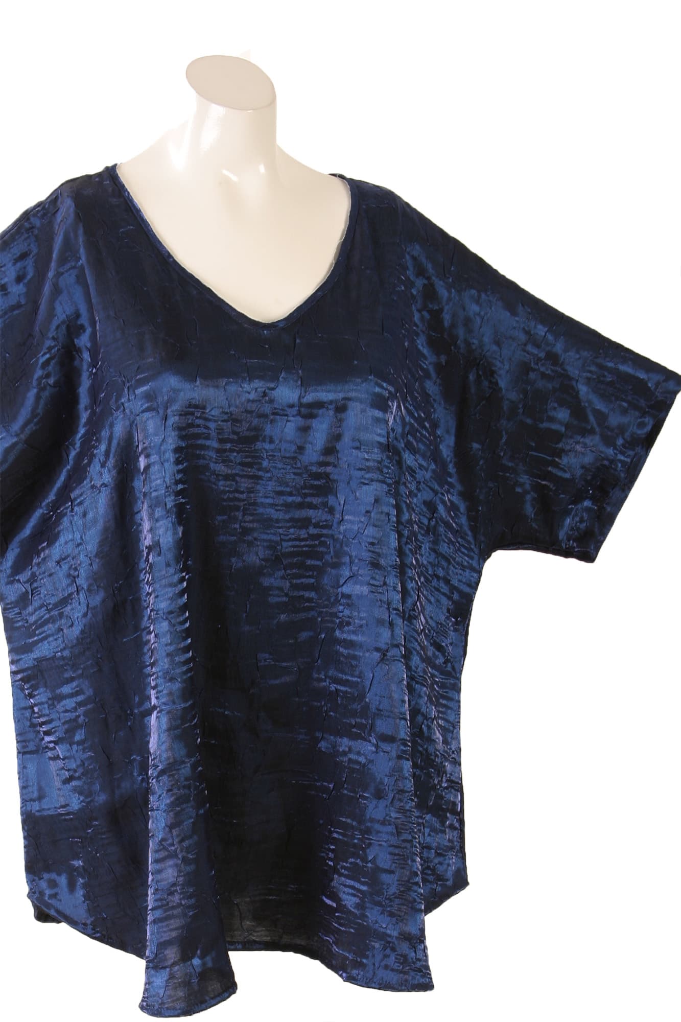 Plus Size Shell Top Sapphire Blue Crinkle Crash 22/24, 26/28, 34/36