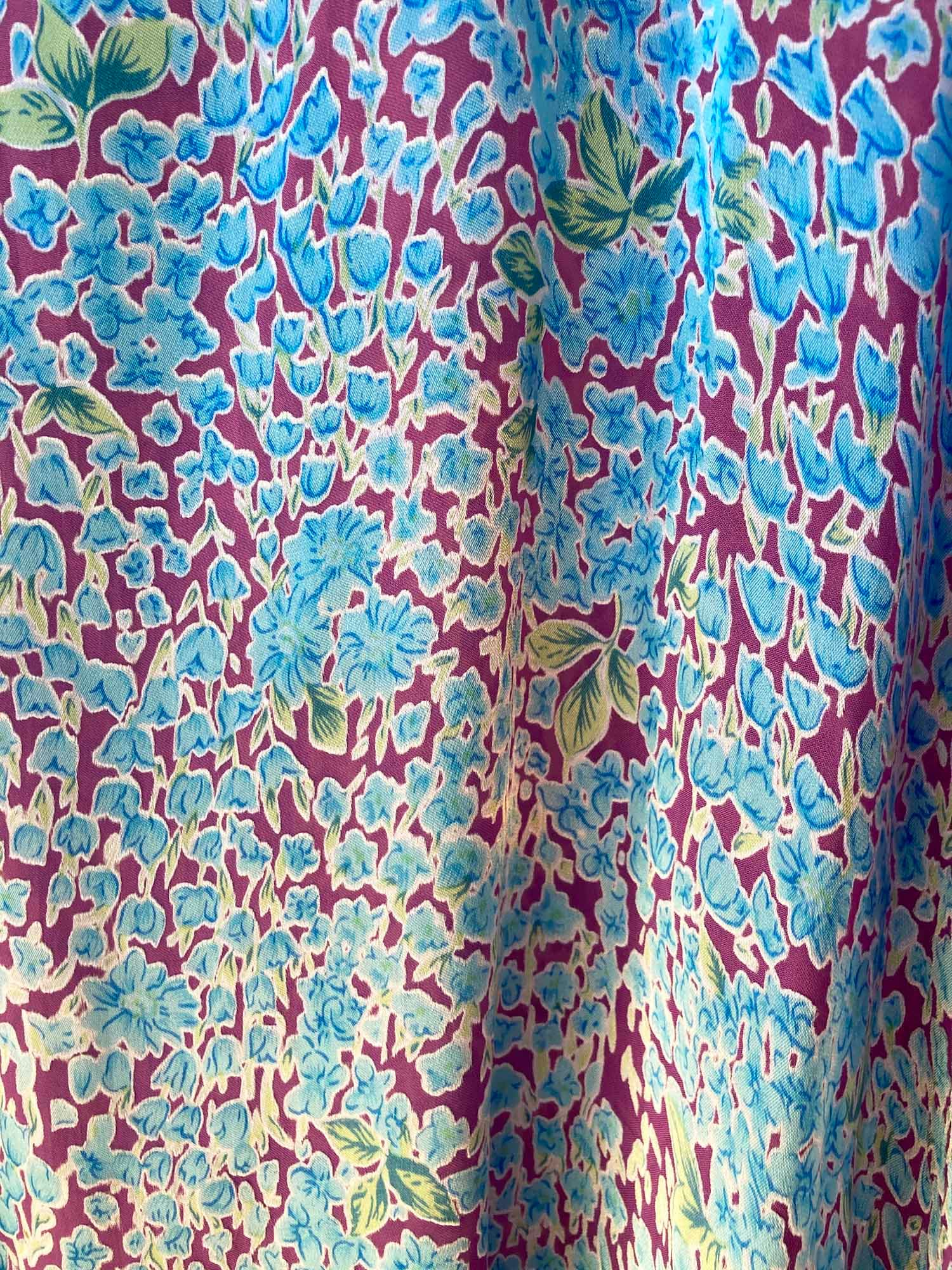 Plus Size Shell Top Silk Satin Burnout Tiny Floral Pink Blue 30/32 thumbnail 3