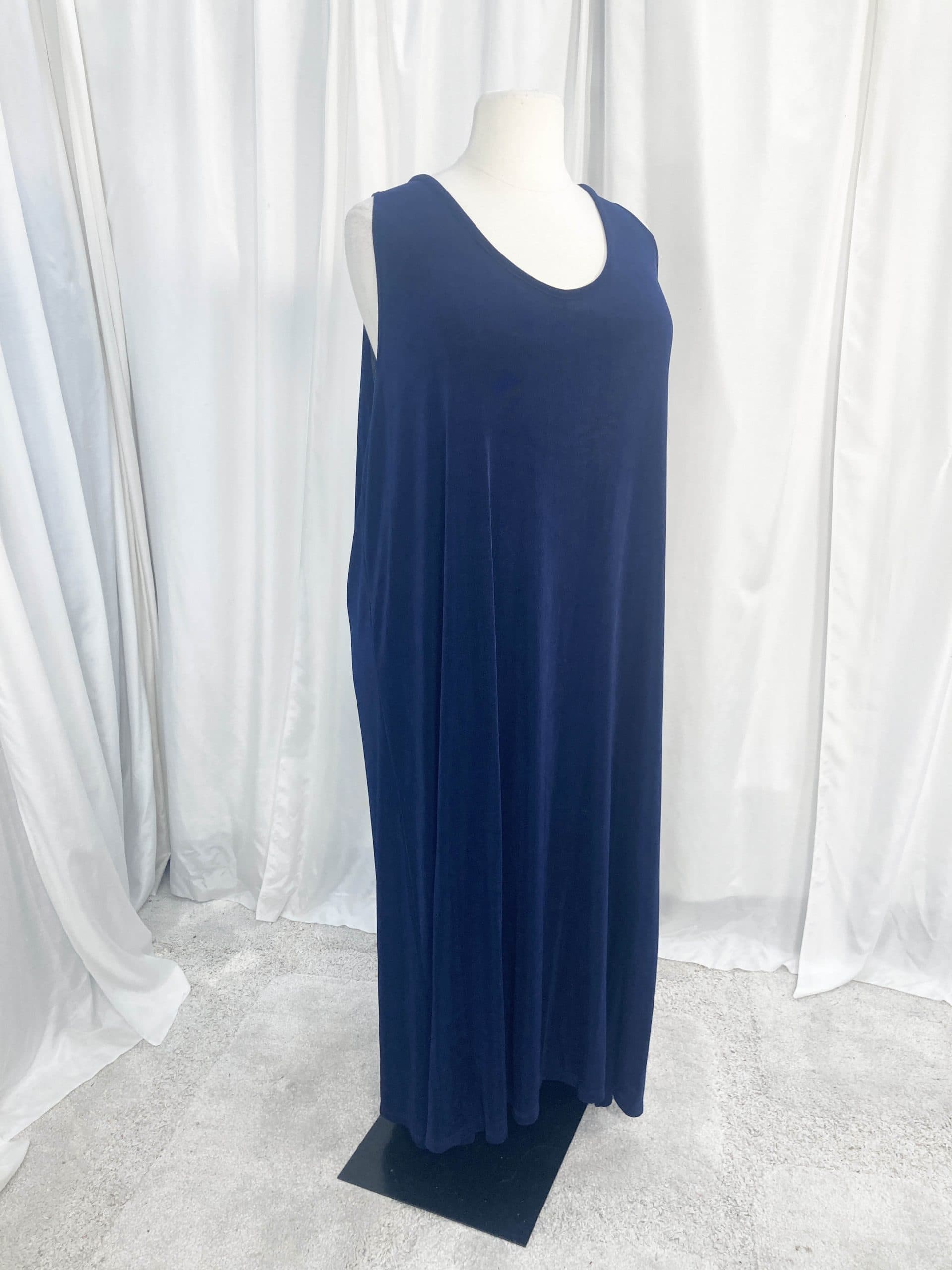 Plus Size Mother of Bride Tank Dress Navy Blue Slinky 30/32 thumbnail 2