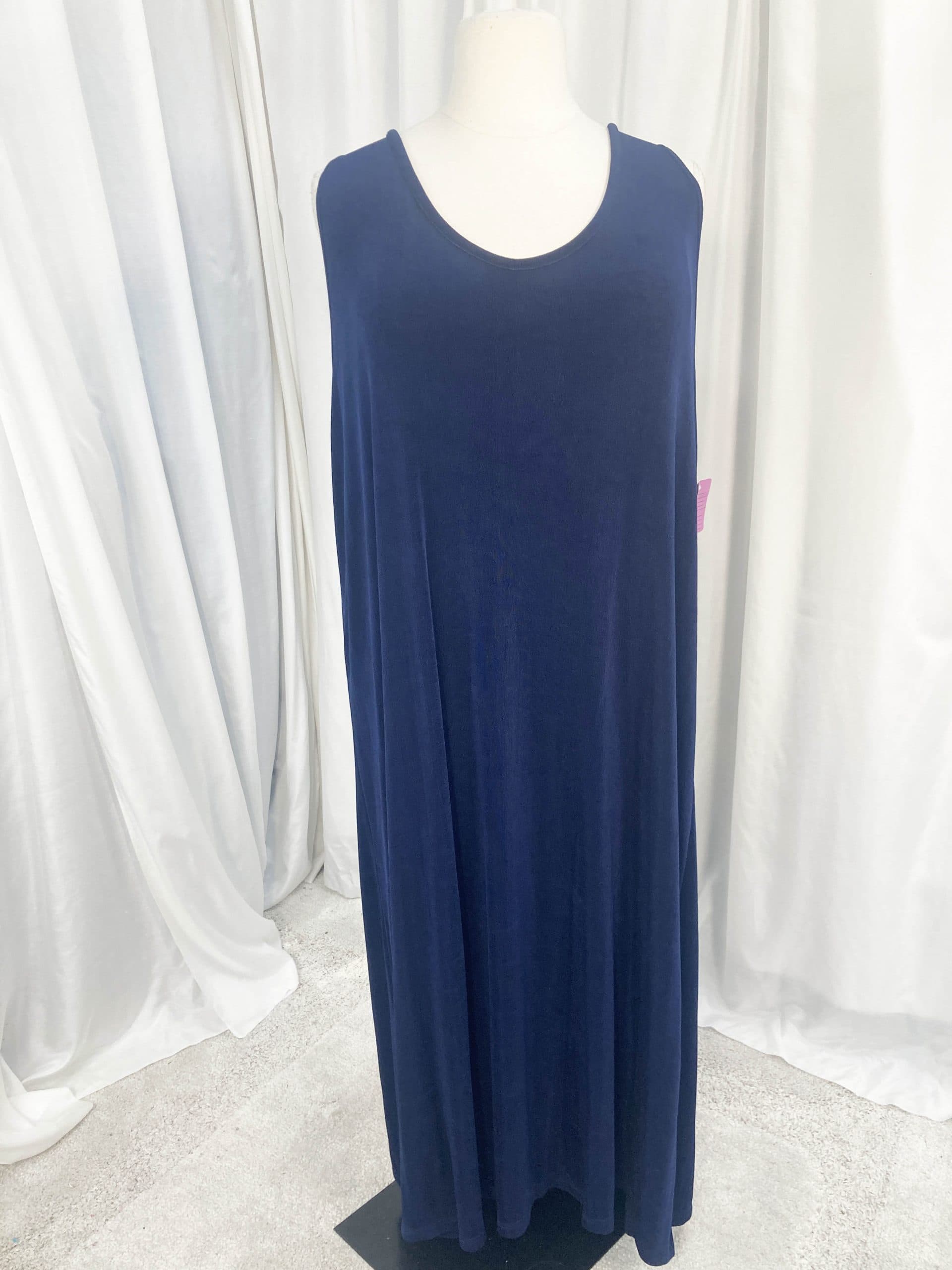 Plus Size Mother of Bride Tank Dress Navy Blue Slinky 30/32