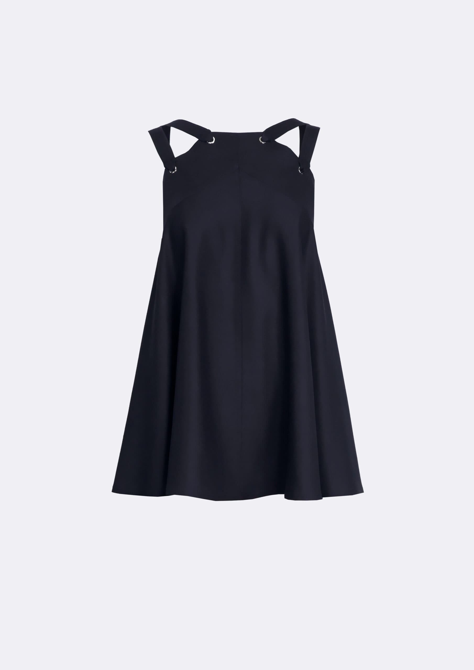 CROSS STRAP FLARED BLOUSE NAVY