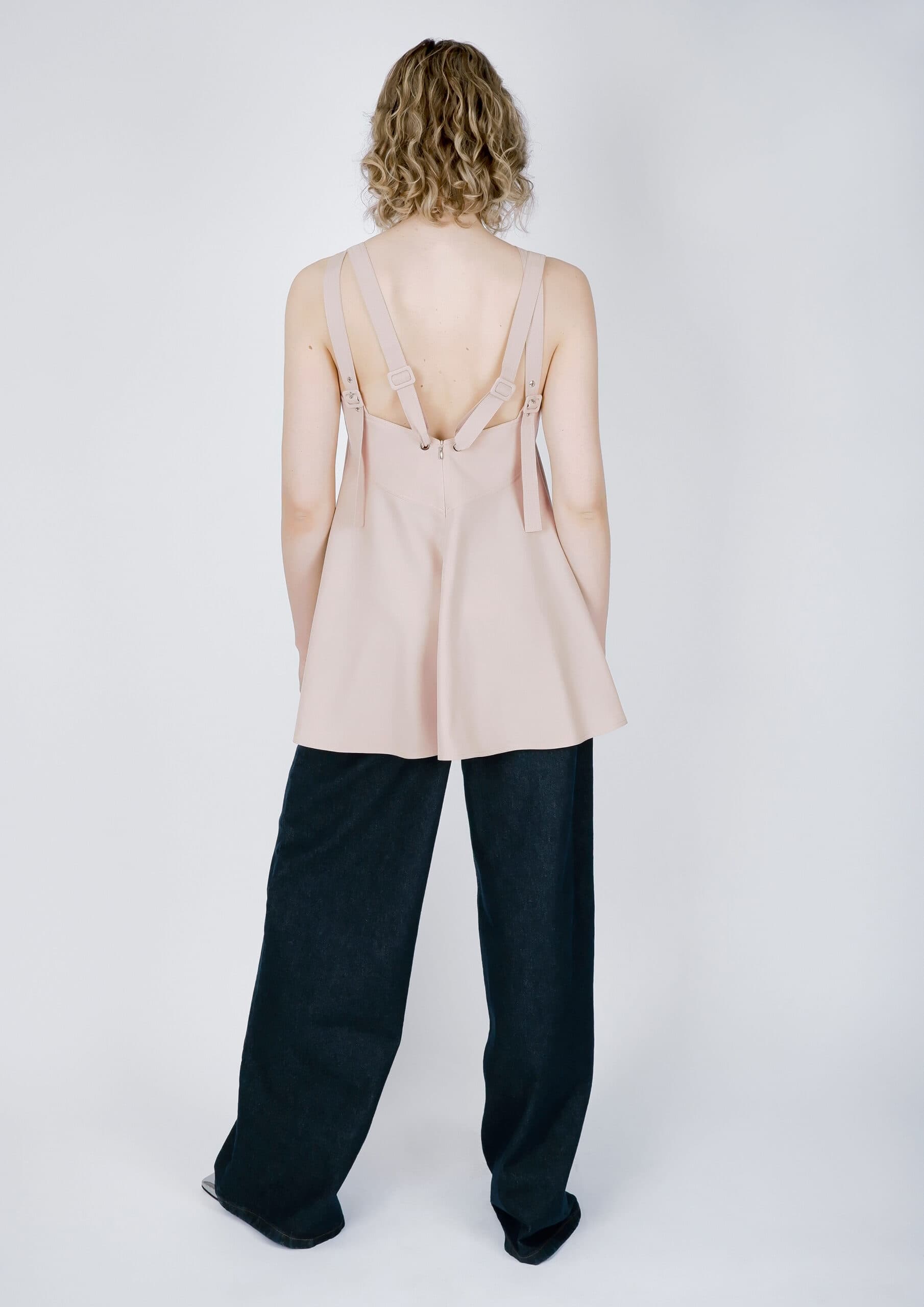 CROSS STRAP FLARED BLOUSE POWDER thumbnail 4