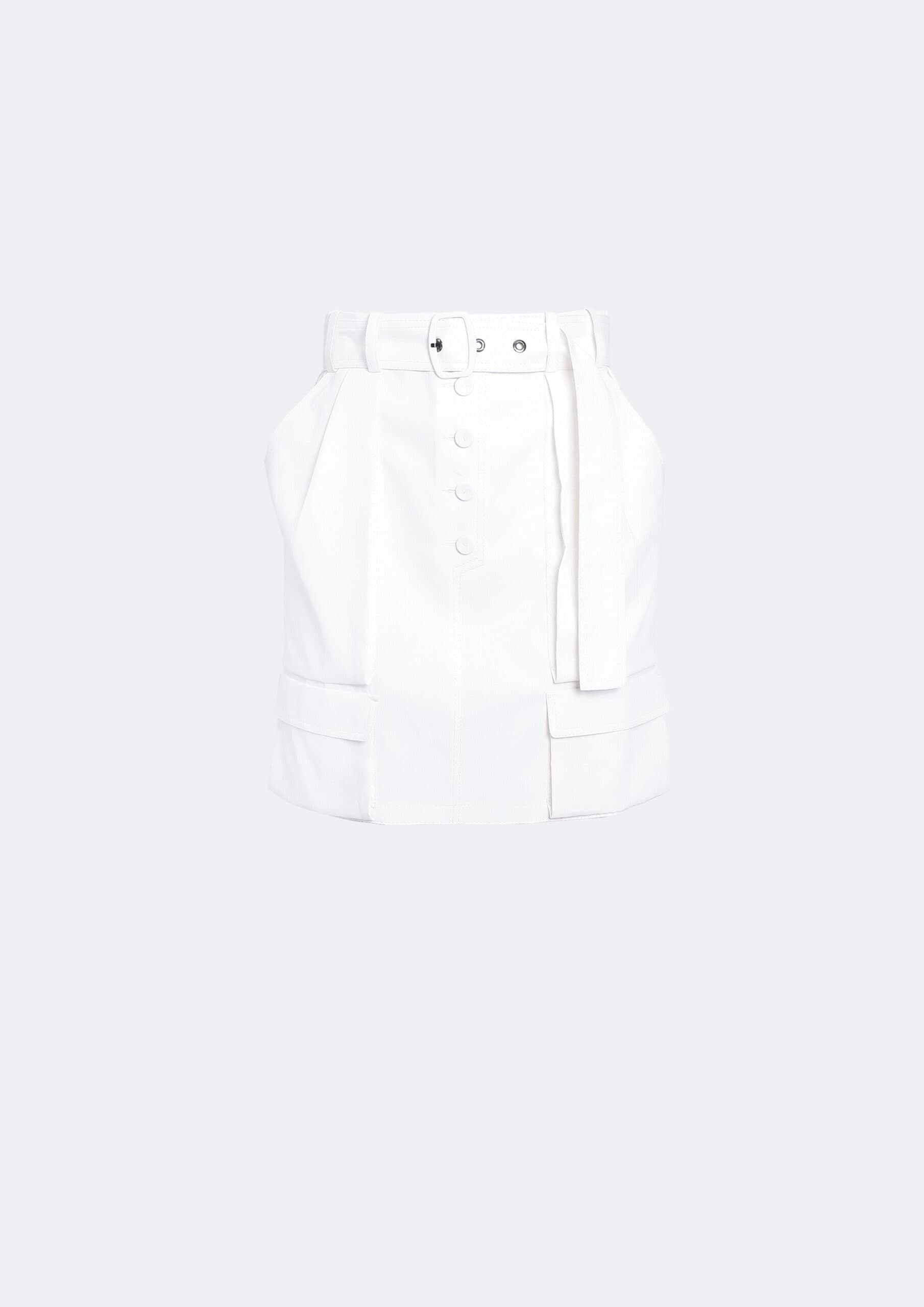 BELTED SKIRT WITH POCKETS WHITE