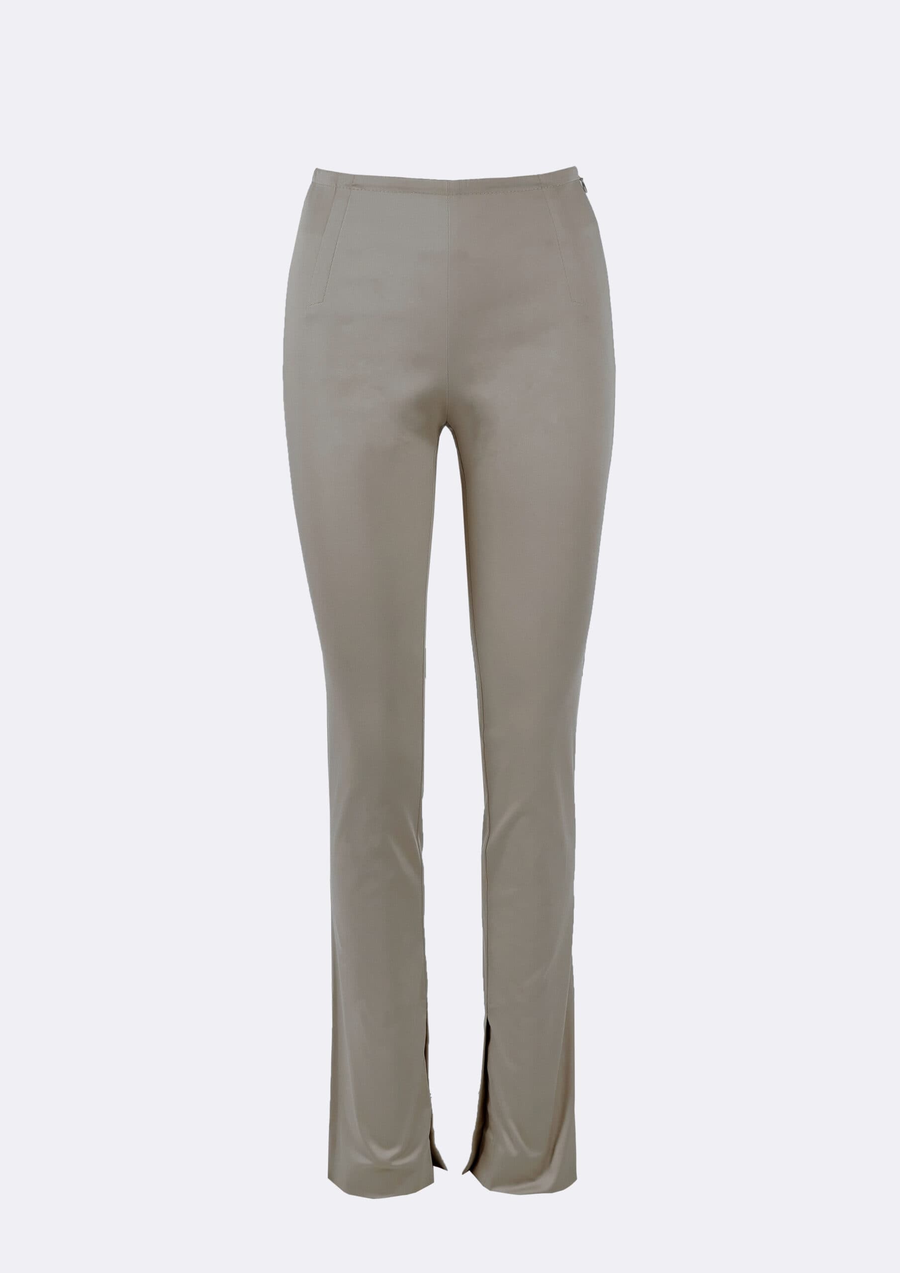 SLIM TROUSERS WITH SPLITS WET SAND