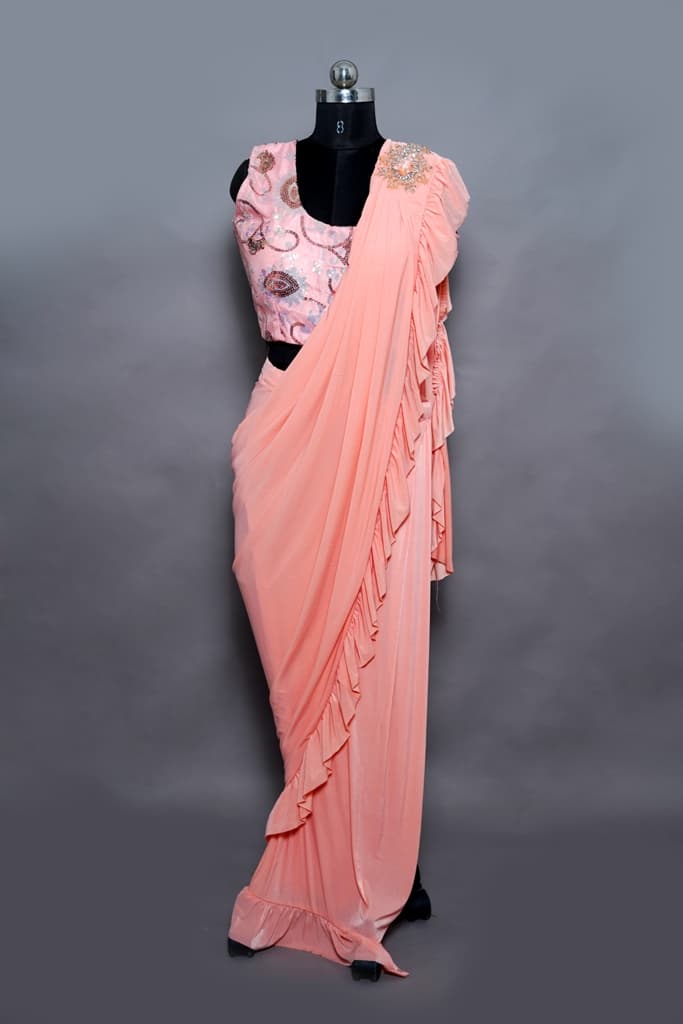Fawn Stitched Saree