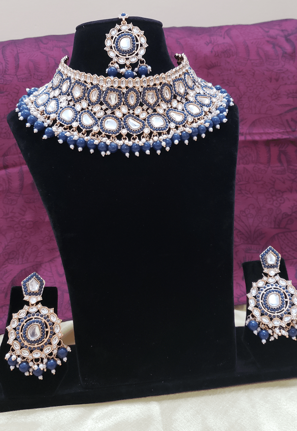 Blue Bridal Kundan Set