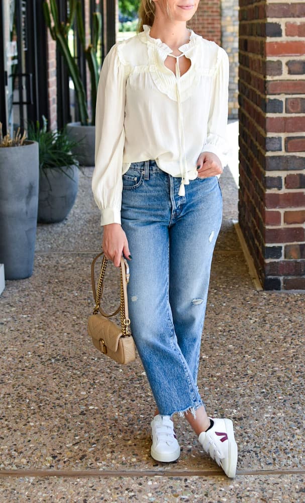 SEA Soraya Solid Long Sleeve Top in Ivory