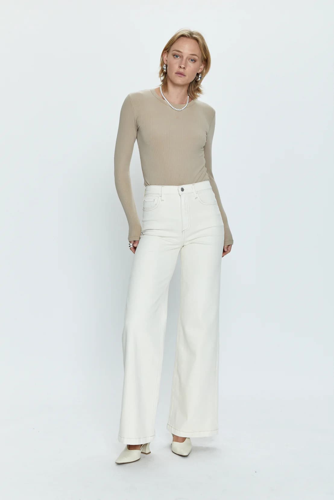 PISTOLA Lana High Rise Ultra Wide Leg Jean in Ecru