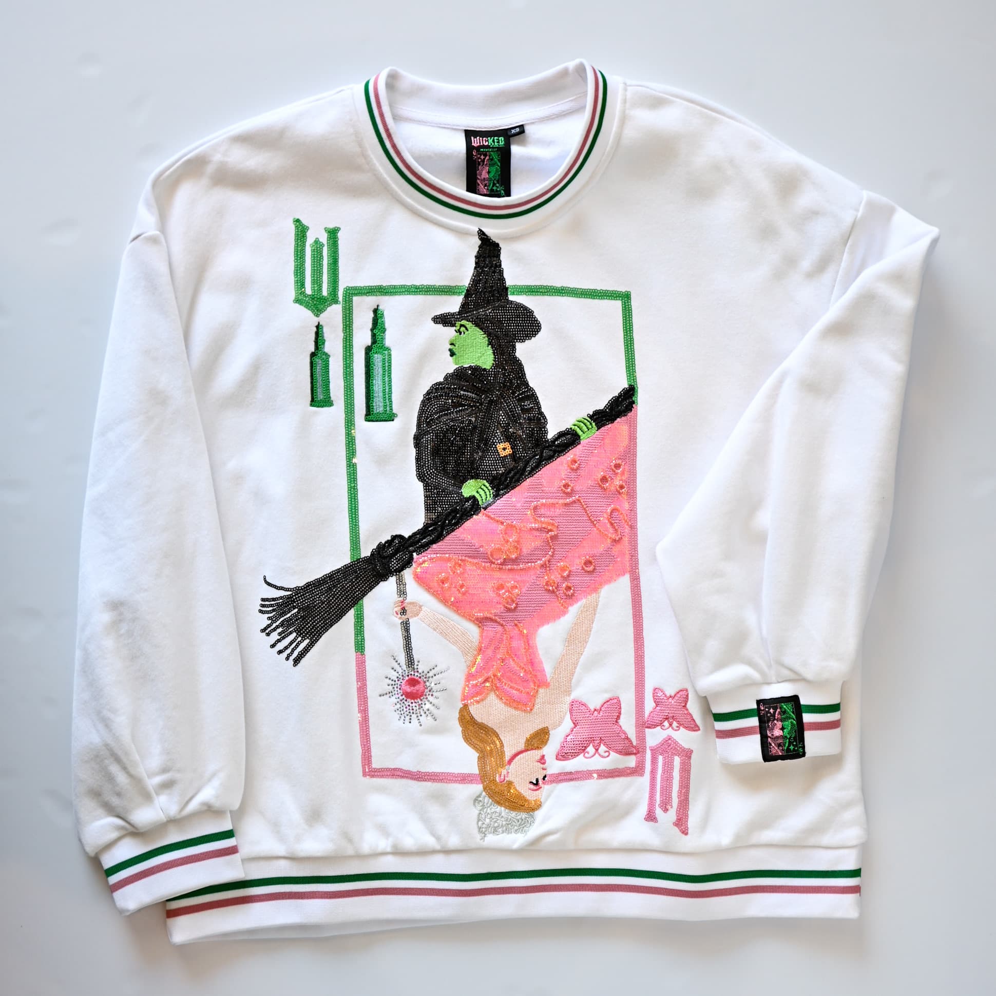 QUEEN OF SPARKLES Card Glinda & Elphaba Sweatshirt in White