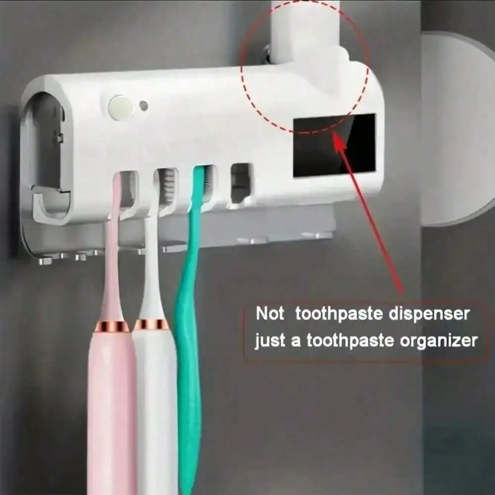Wall-Mounted Smart Toothbrush Sanitizer,UV-Free, Solar Powered Cleaner With Automatic Toothpaste Dispenser,No-Drill Installation thumbnail 3