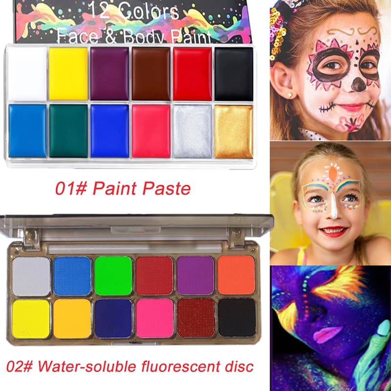 Face Paint Palette Non Toxic Safe Halloween Black White Facial Body Painted Paste Children’s Face Paints Makeup Set Beauty Tool