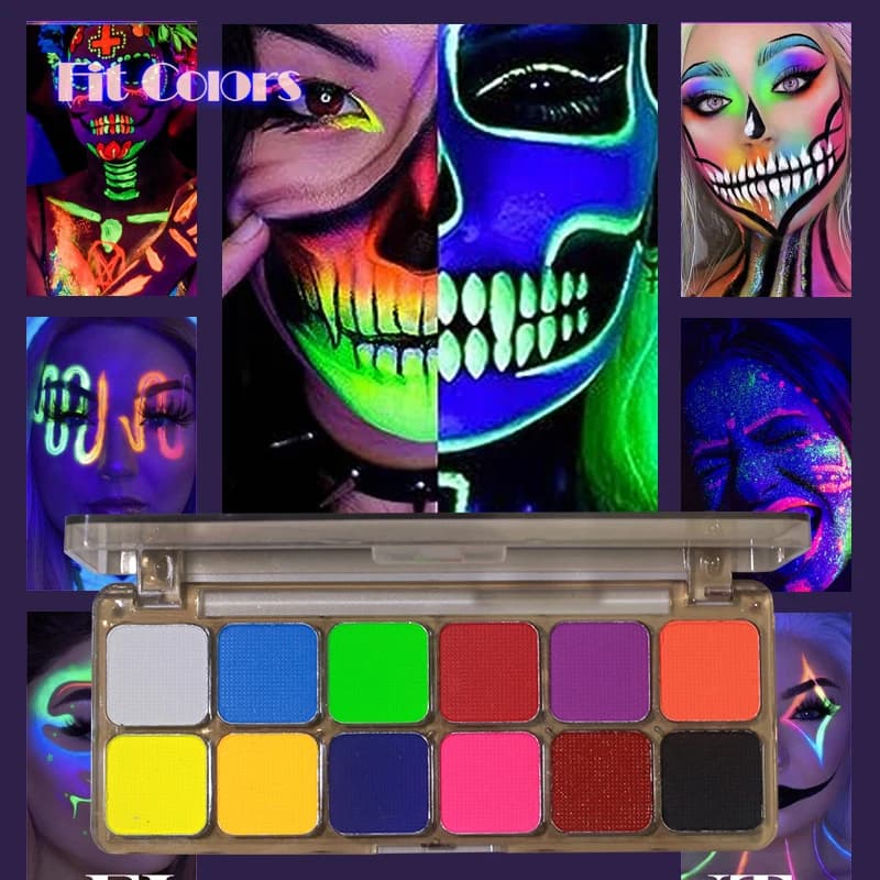 Face Paint Palette Non Toxic Safe Halloween Black White Facial Body Painted Paste Children’s Face Paints Makeup Set Beauty Tool thumbnail 2