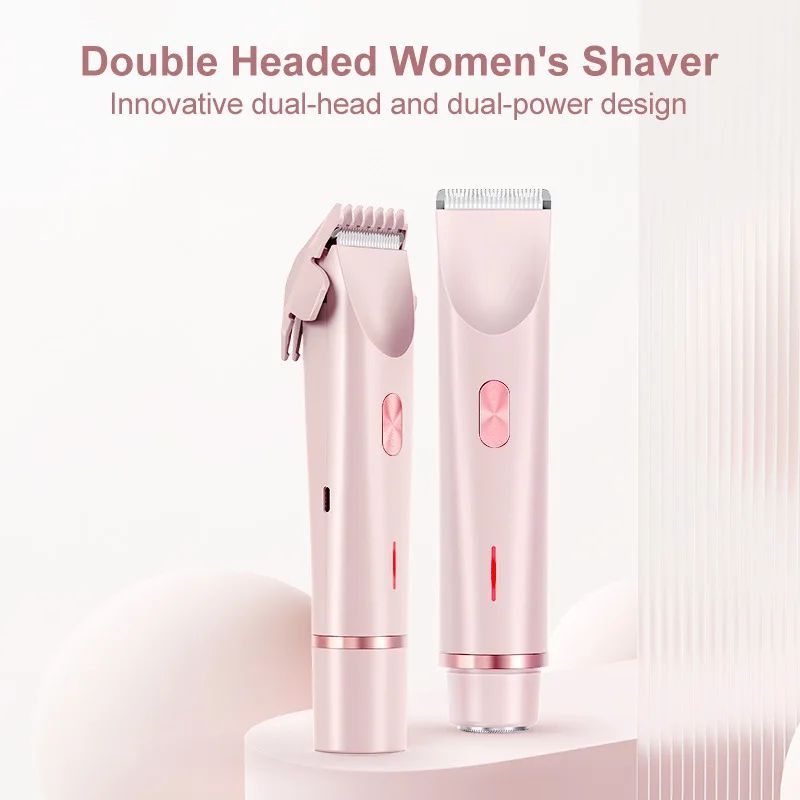 2 in 1 Dual-Head Painless Women Electric Razors Bikini Trimmer Wet Dry Use for Ladies Pubic Hair Detachable Head Electric Shaver thumbnail 2